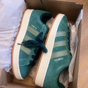 adidas Campus Green and White Athletic Shoes